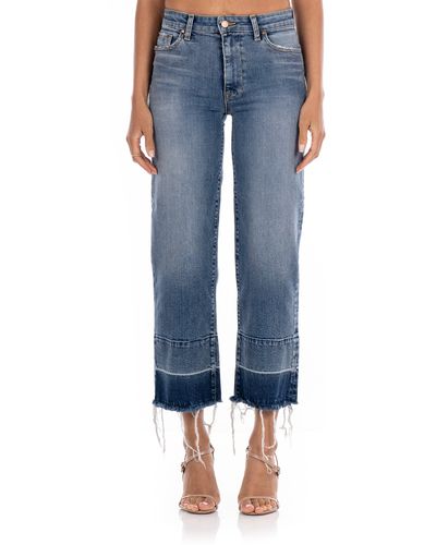 Fidelity Malibu Release Hem High Waist Crop Wide Leg Jeans - Blue