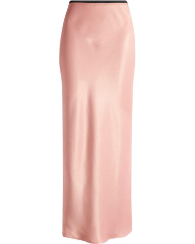 TOPSHOP Bias Cut Satin Maxi Skirt - Pink