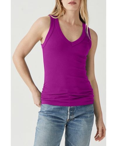 Michael Stars Blanche Side Ruched Tank - Purple