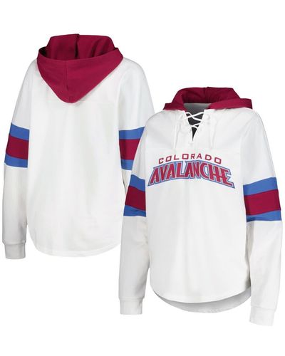 G-III 4Her by Carl Banks /burgundy Colorado Avalanche Goal Zone Long Sleeve Lace-up Hoodie T-shirt At Nordstrom - White