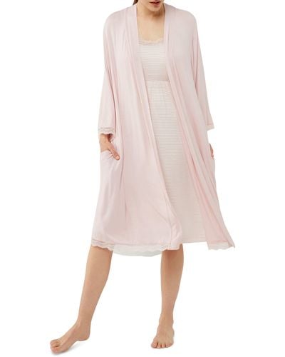 A Pea In The Pod Nightgown & Robe Maternity/nursing Set - Pink