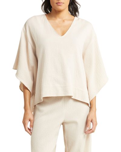 Natori Onsen Cropped Cotton Sleep Shirt - White