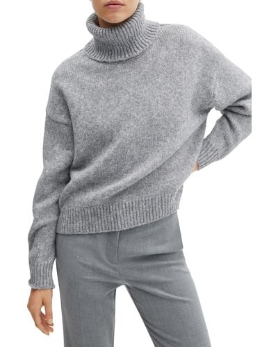 Mango Oversize Turtleneck Sweater - Gray
