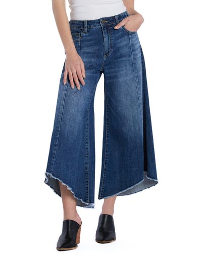 Wash Lab Denim High Waist Crop Gaucho Jeans - Blue