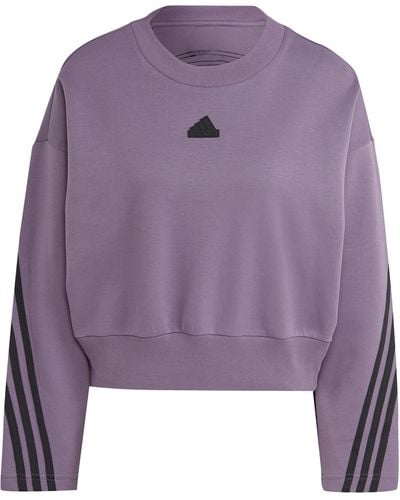 adidas Future Icon Oversize 3-stripes Crewneck Sweatshirt - Purple