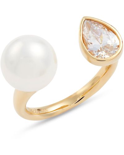 Nordstrom Freshwater Pearl & Cubic Zirconia Open Ring - White