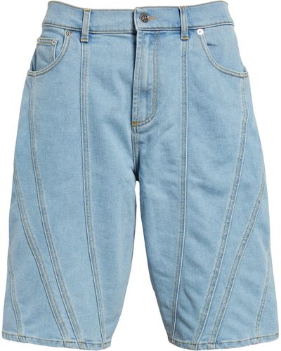 Mugler Spiral baggy Stretch Denim Shorts - Blue