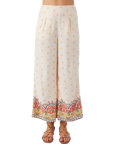 O'neill Sportswear Lacey Floral Wide Leg Crop Pants - Natural