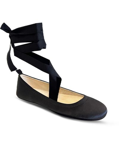 Yosi Samra Simone Ankle Strap Foldable Flat - Black