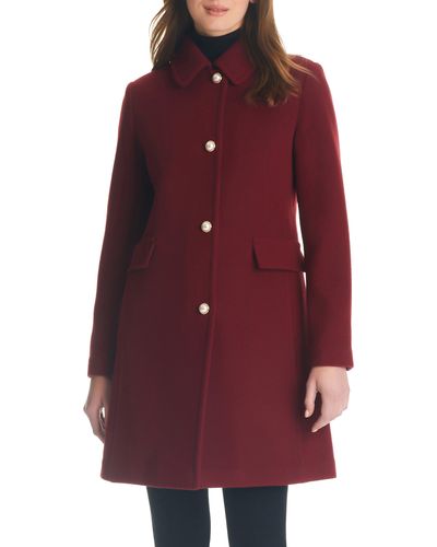 Kate Spade A-line Wool Blend Coat - Red