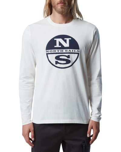 North Sails Logo Long Sleeve Cotton Graphic T-shirt - Gray