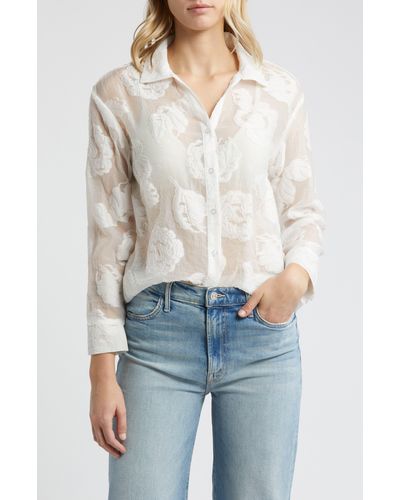 NIKKI LUND Liz Embroidered Floral Button-up Shirt - White