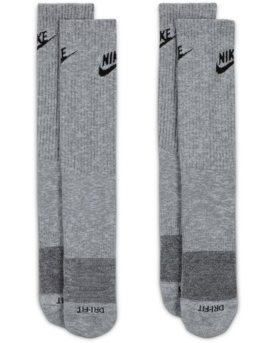 Nike Dri-fit Everyday Plush Cushioned Crew Socks - Gray