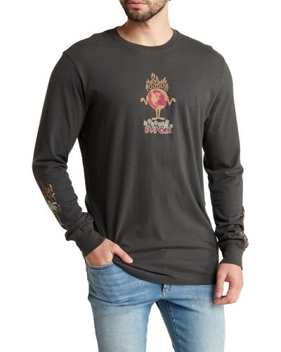 RVCA Scorched Long Sleeve Graphic T-shirt - Black