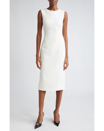 Dolce & Gabbana Sleeveless Stretch Wool Sheath Dress - White