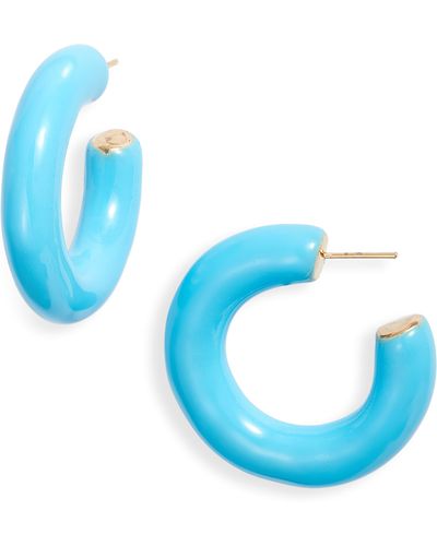 SHYMI Large Enamel Tube Hoop Earrings - Blue