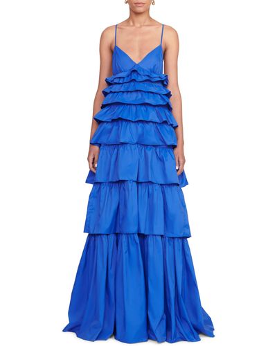 STAUD Rylie Ruffled Dress - Blue