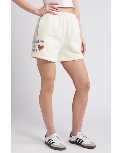 The Mayfair Group Empathy Is For Lovers Graphic Sweat Shorts - White