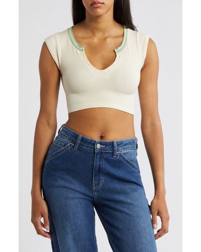 BDG Going For Gold Crop Top - White