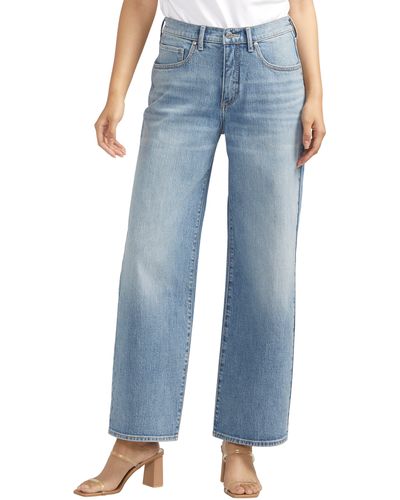 Silver Jeans Co. The Slouchy High Waist Wide Leg Jeans - Blue