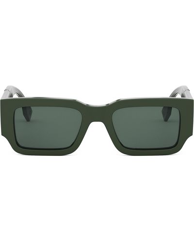 Fendi The Diagonal 51mm Rectangular Sunglasses - Green