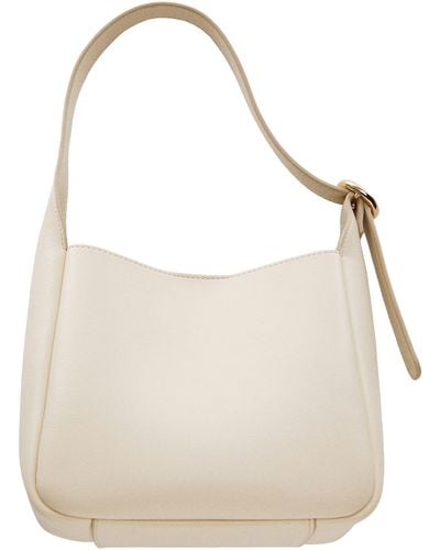 Mango Statement Buckle Faux Leather Hobo Bag - Natural