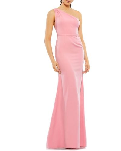 Ieena for Mac Duggal One-shoulder Jersey Mermaid Gown - Pink