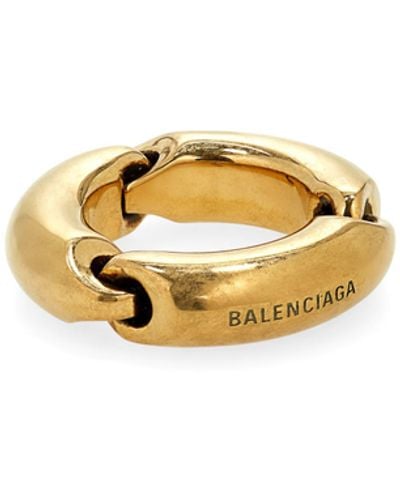 Balenciaga Logo Chain Link Ring - Metallic