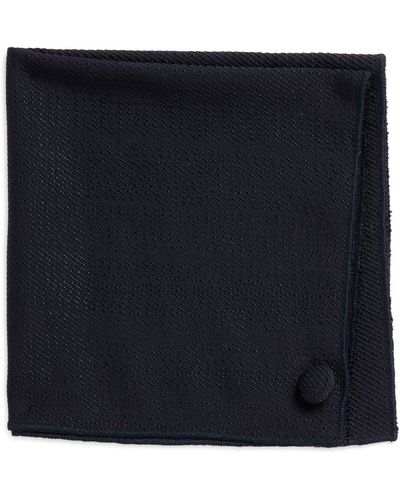 CLIFTON WILSON Textured Wool Pocket Square - Blue