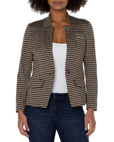 Liverpool Los Angeles Houndstooth One-button Blazer - Gray