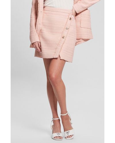 Guess Tosca Tweed Miniskirt - Pink