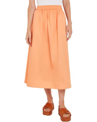 Misook Pleat Cotton Skirt - Orange