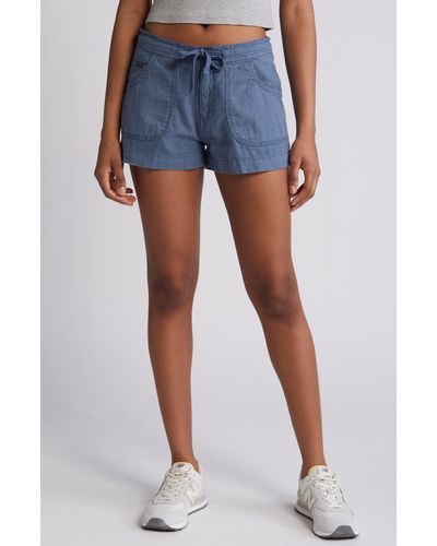 BDG Linen & Cotton Drawstring Shorts - Blue