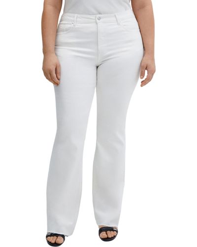 Mango Fiona Raw Hem Crop Flare Jeans - White