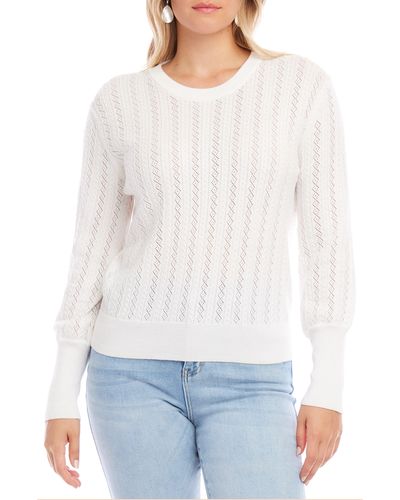 Karen Kane Pointillé Knit Sweater - White