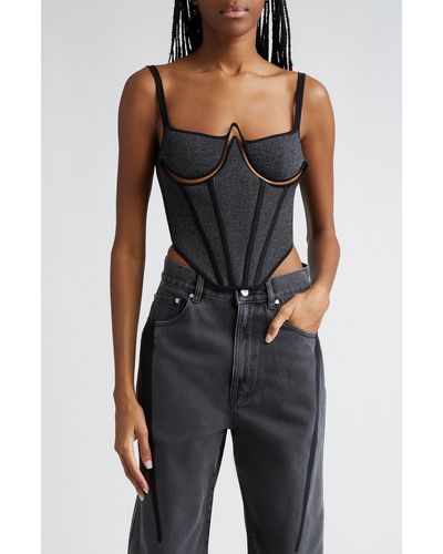Dion Lee Reflective Wire Knit Corset Top - Black
