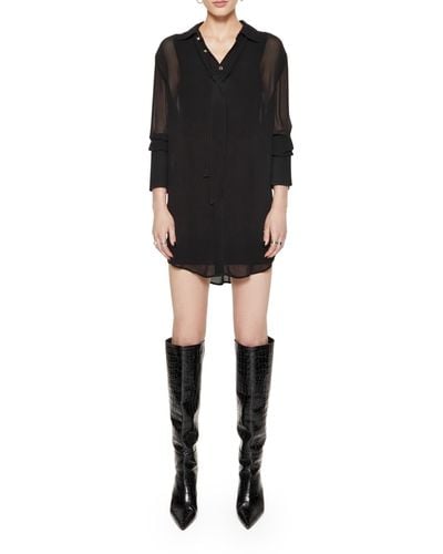 Rebecca Minkoff Ophelia Tie Neck Long Sleeve Button-up Top - Black