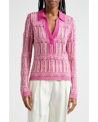Stine Goya Kiza Pattern Cotton Sweater - Pink