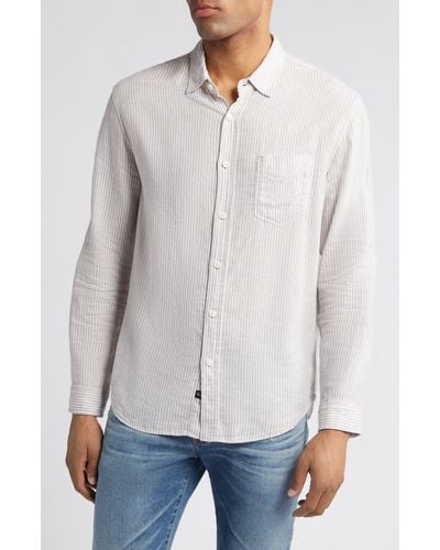 Rails Connor Stripe Linen Blend Button-up Shirt - White
