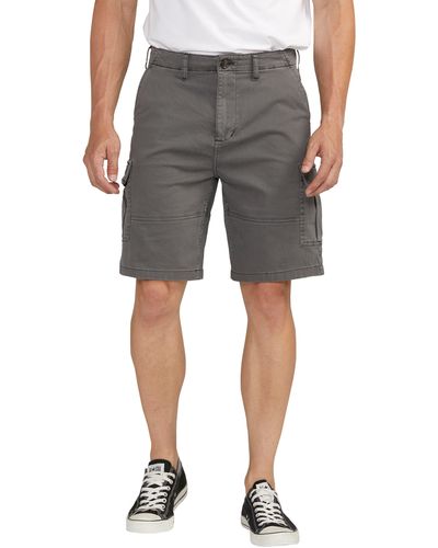 Silver Jeans Co. Stretch Cotton Twill Cargo Shorts - Gray