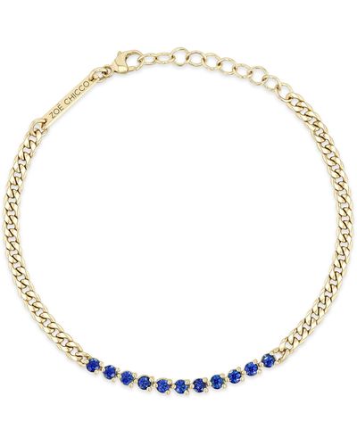 Zoe Chicco Blue Sapphire Tennis Bracelet - White