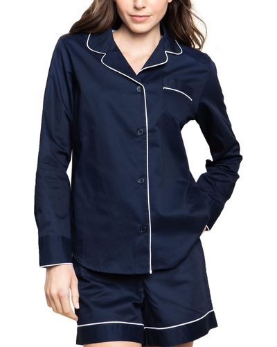 Petite Plume Short Cotton Twill Pajamas - Blue