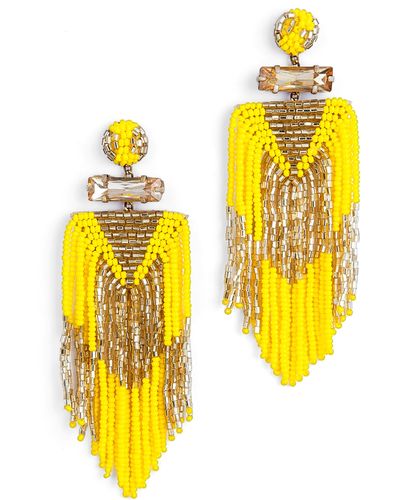 Deepa Gurnani Jody Beaded Tassel Earrings - Yellow