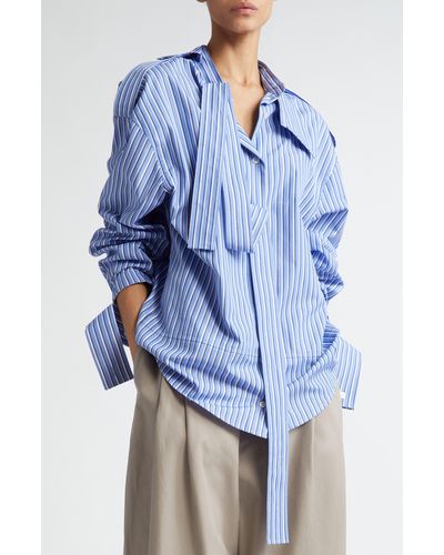 MERYLL ROGGE Stripe Deconstructed Button-up Shirt - Blue