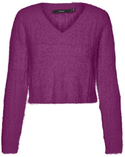 Vero Moda Lapoilu V-neck Sweater - Purple