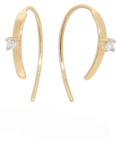 Lana Jewelry Mini Flat Diamond Hoop Earrings - White