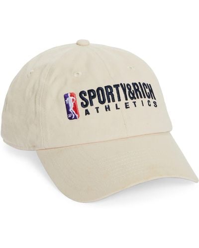 Sporty & Rich Team Logo Embroidered Adjustable Cap - White
