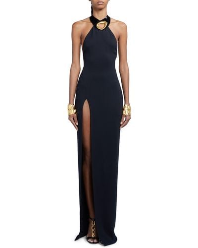 Tom Ford Sable Evening Halter Gown - Blue