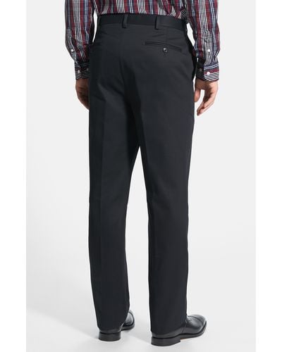 Berle Flat Front Classic Fit Cotton Dress Pants - Black