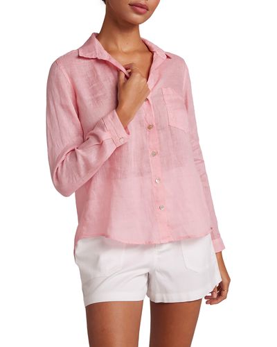 Bella Dahl Garment Dyed Linen Button-up Shirt - Pink